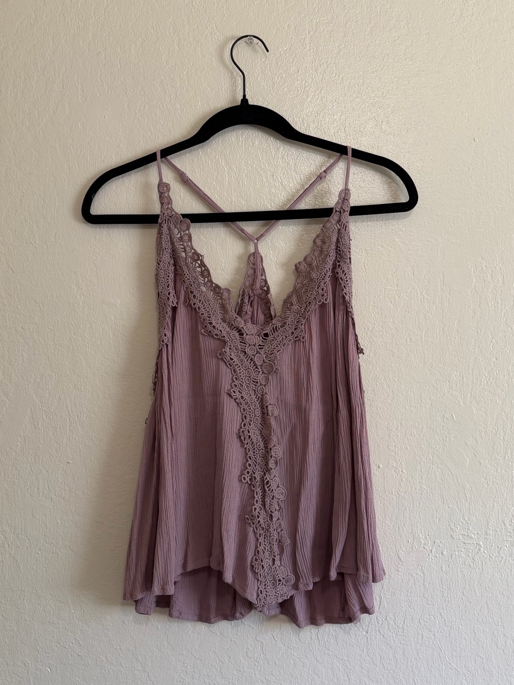 Lace-Trim V-Neck Sleep Cami in Dusty Mauve